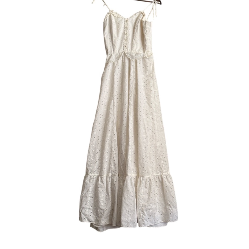 Candi Jones California Vintage 70’s White Eyelet Dress Sz S